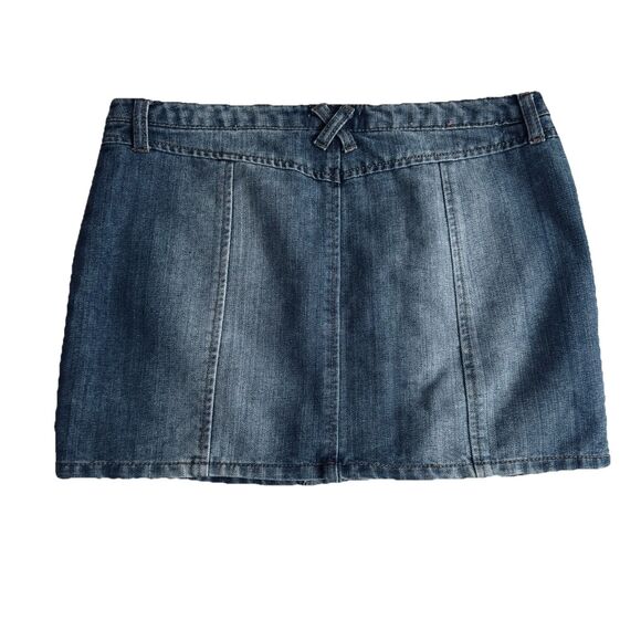 SO Denim Mini Skirt 9 (31x13.5) Medium Blue Jean Button Juniors - Picture 3 of 6